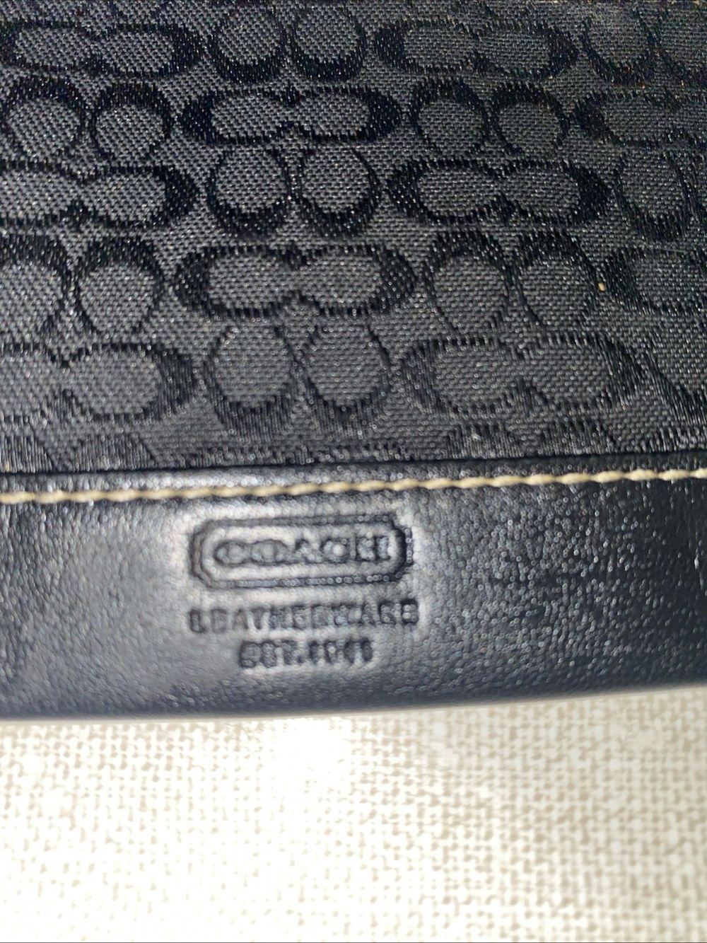 COACH VTG Leatherware  Coin Purse Wallet Black Jacquard Leather Trim - Picture 2 of 15